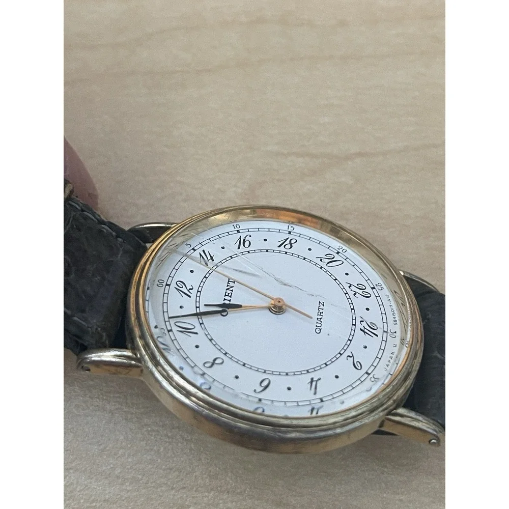 Rare Orient Watch Men's Dress 584501-70 CS White Dial Quartz Battery NOT WORKING - Picture 4 of 11